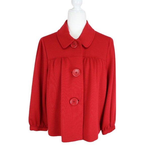 Sandro Sportswear Women's Size L Front Big Buttons Jacket Long Sleeves Red Light - Picture 2 of 7